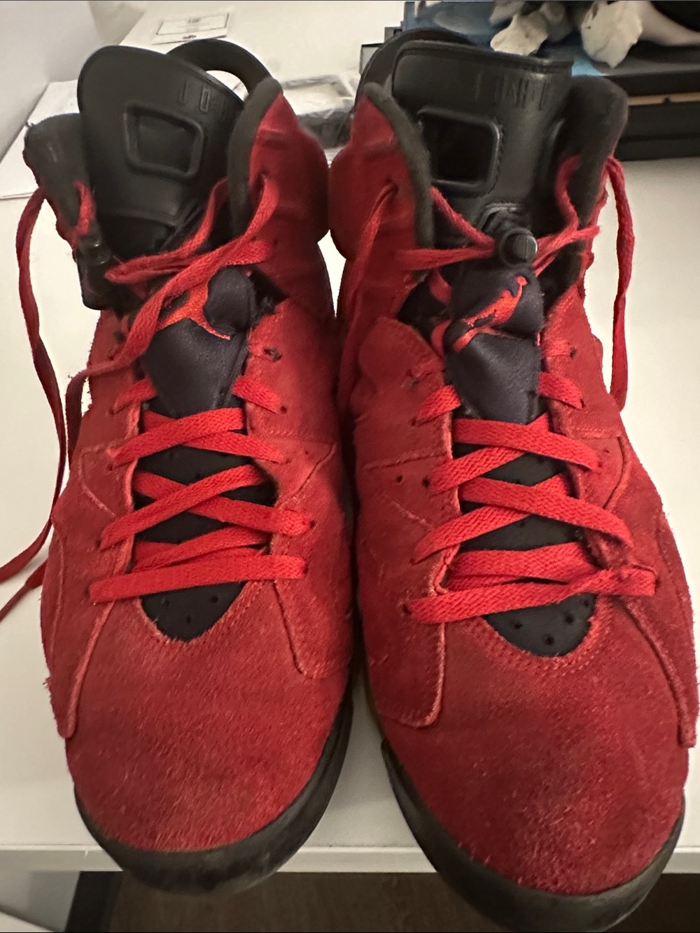 Jordan Men's Red Suede High-Top Sneakers